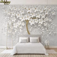 beibehang custom white flower big tree photo mural wallpaper living room bedding room landscape wall decor embossed wall paper