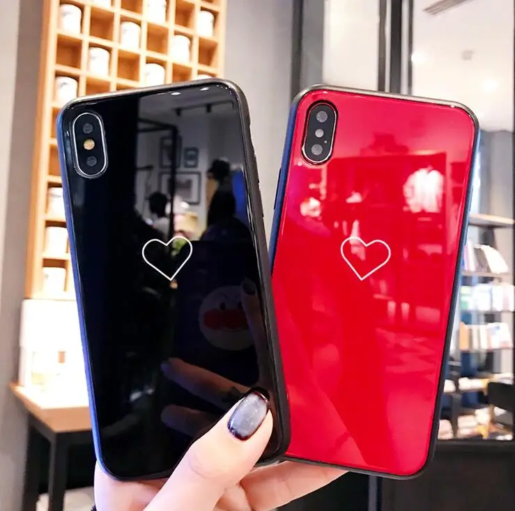 Роскошный чехол из ТПУ и закаленного стекла для влюбленных iphone X 7 6 6S 8 plus чехлы