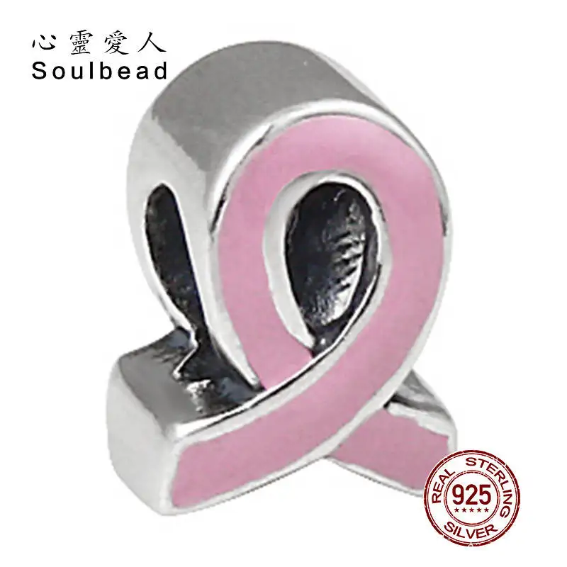 Soulbeads Fit Pandora амулеты Серебро 925 Оригинал раковые груди понимание розовый браслет