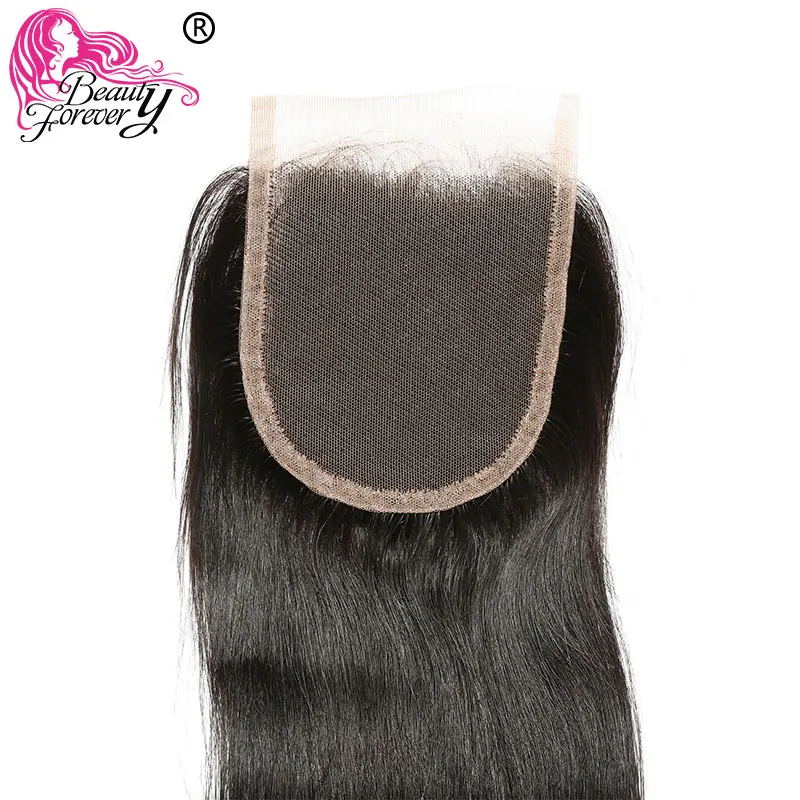 Beauty forever бразильские прямые кружева закрытие Remy человеческие синтетические волосы 4*4 часть Средний коричневый швейцарский кружева 10-20 дюймов