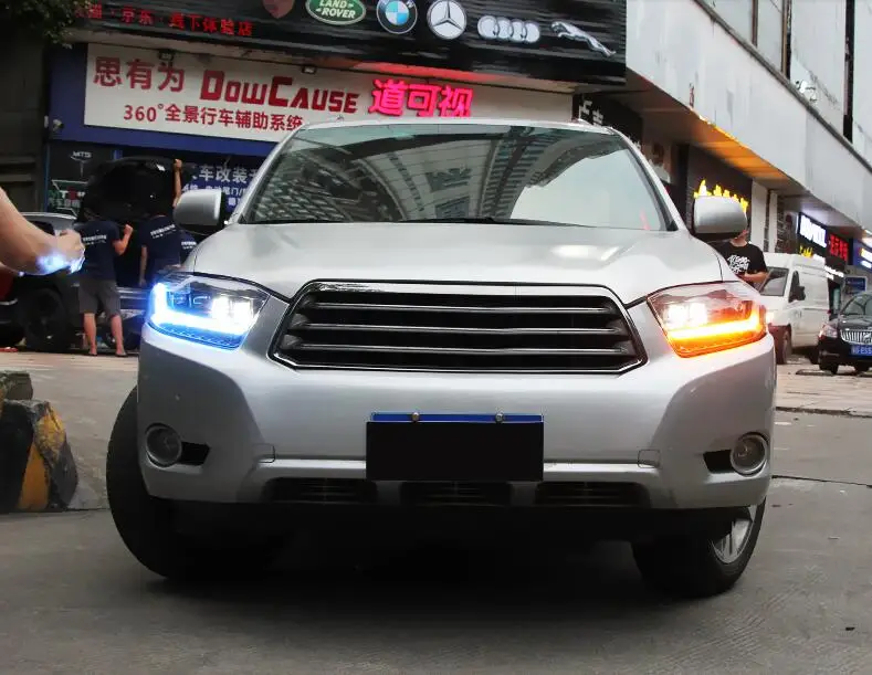 2 шт. 2008 2009 2010 2011y налобный фонарь для Toyota фара Highlander All in Светодиодный динамический