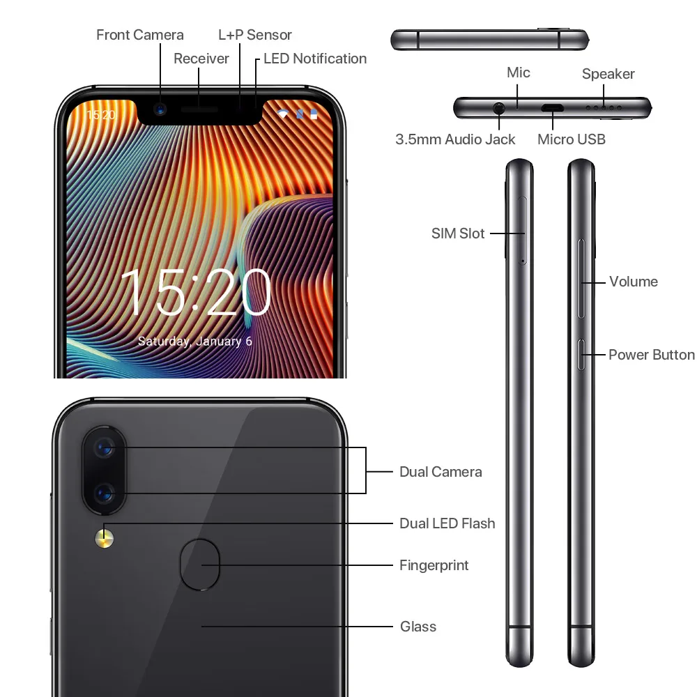 UMIDIGI A3 Pro 4G смартфон 5 7 дюймов четырехъядерный 3 ГБ 32 Мировые бренды разблокировка