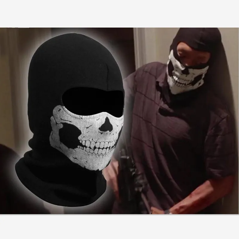 Белая маска на все лицо с изображением пуха призрака черепа для Хэллоуина