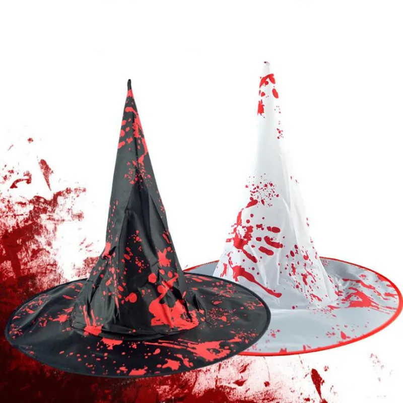 

Children Adults Scary Bloody Witch Hat Top Wizard Hats Cosplay Props Masquerade Party Supplies Halloween Costume Christmas