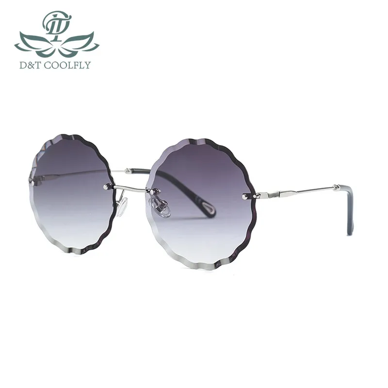 Женские круглые солнцезащитные очки D & T черные в зеркальной оправе с цветными
