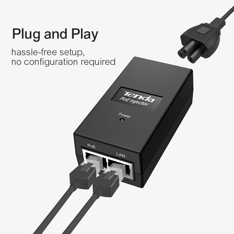 Tenda PoE15F Инжектор адаптер 10/100 Мбит/с Мощность 802.3af 15 Вт RJ45 Ethernet сетевой коммутатор
