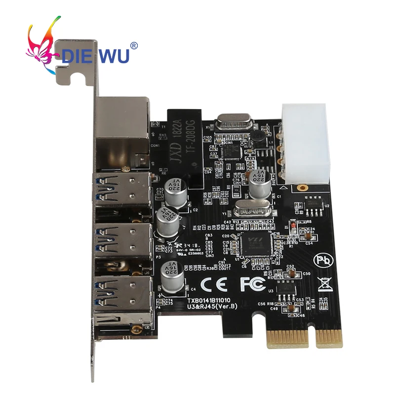 Сетевой адаптер PCI Express на 3 порта USB с 1 портом RJ45 сетевой для подключения сетевая