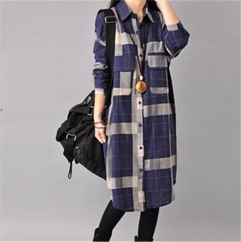 Осенне зимняя повседневная женская рубашка женское платье с рукавом 3/4 свободное