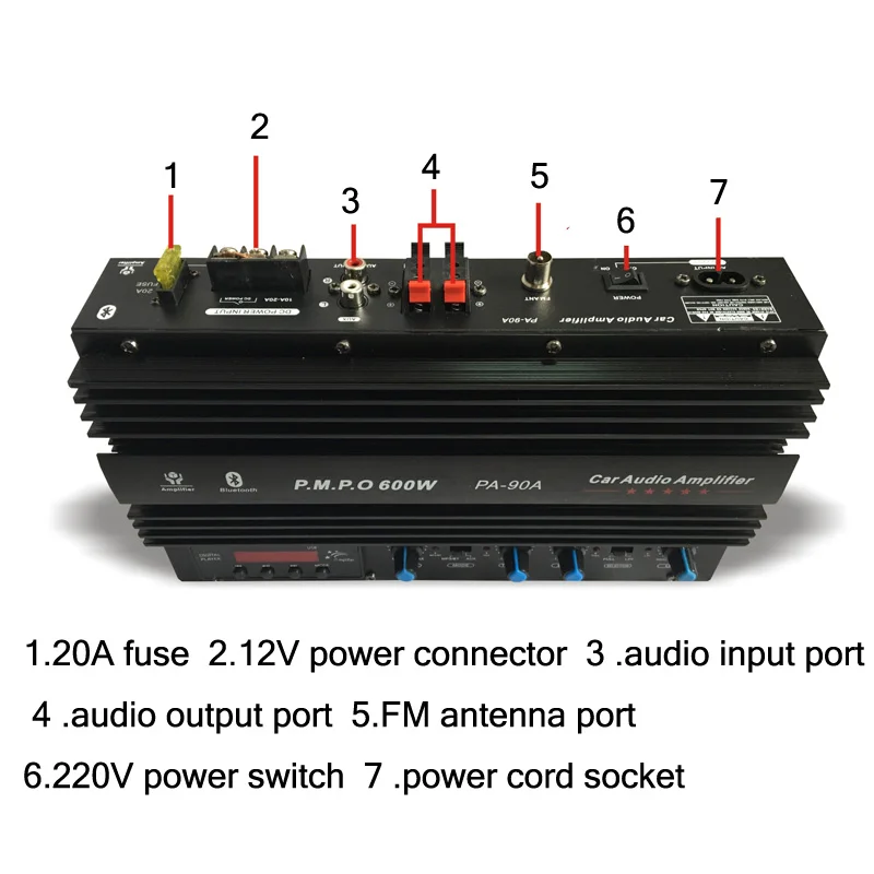 Новое поступление 600W 12V 220V 2 канальный Bluetooth автомобильный усилитель двойного