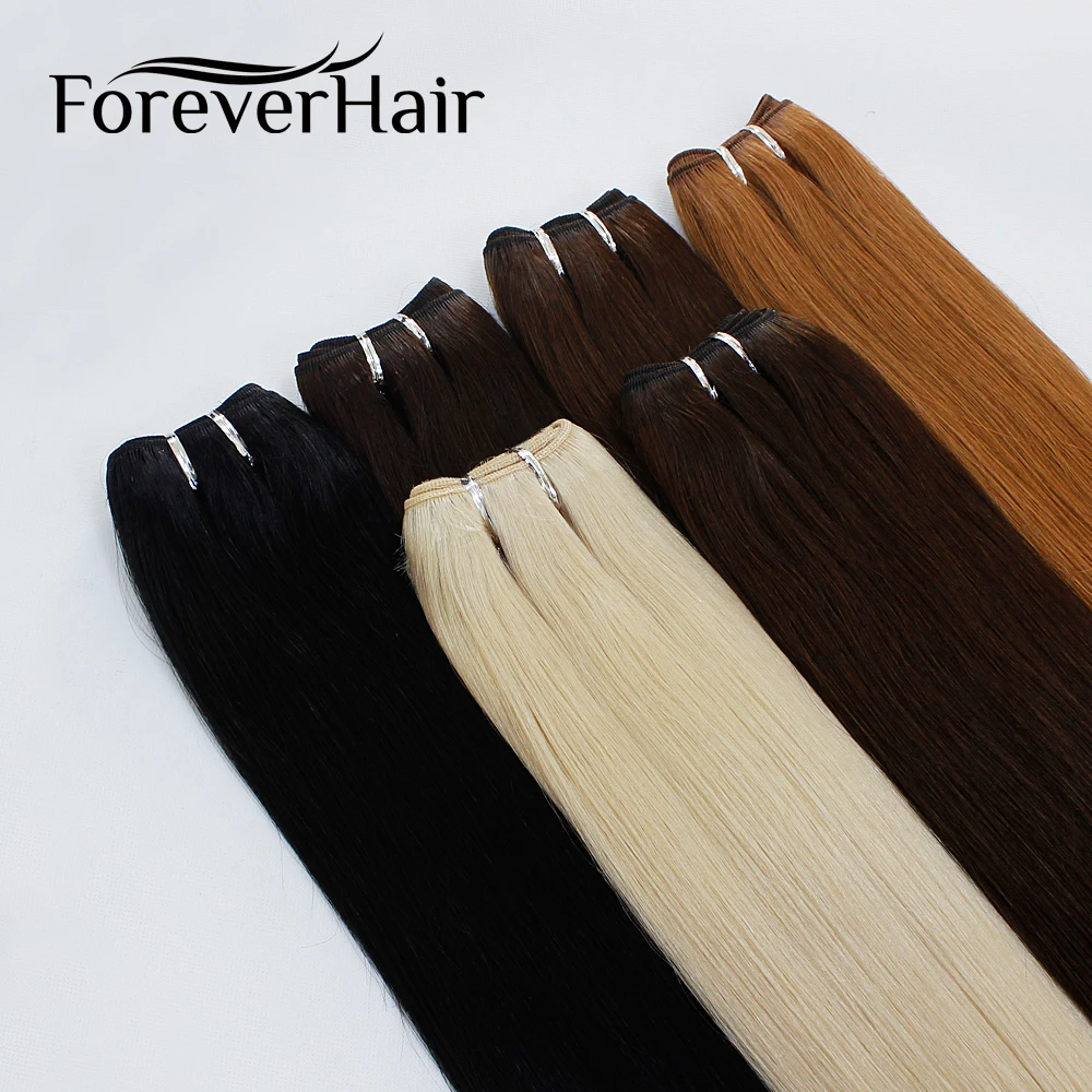 

FOREVER HAIR 50g/pc 16" 18" 20" Remy Human Hair Weft Dark Brown European Straight Hair Extensions Strawberry Blonde Weave Bundle