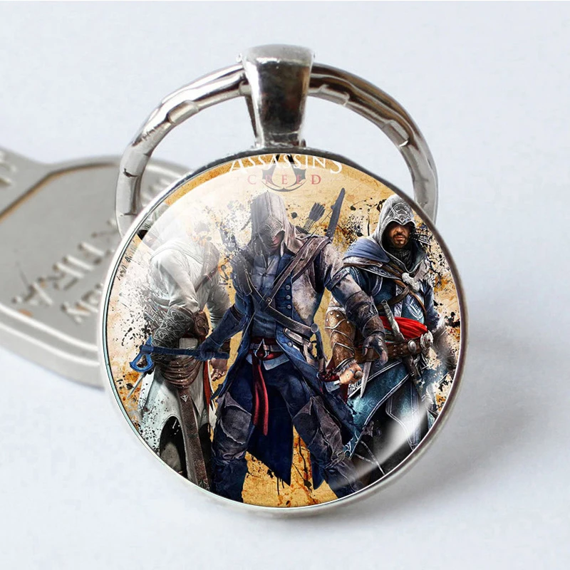 Мода Assassins Creed брелки стакан драгоценных камней кулон брелок игра связанные Простые Ювелирные изделия милые подарки - Цвет: 11