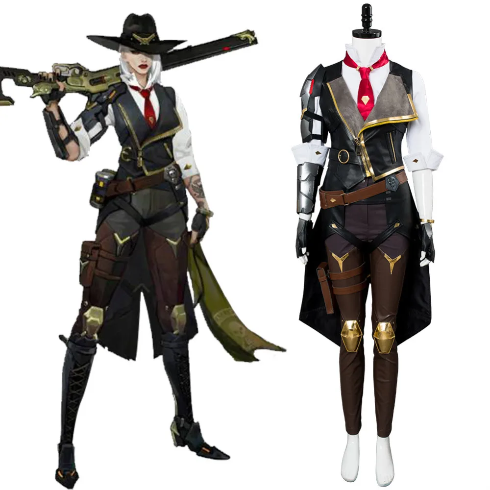 

OW Ashe Cosplay Costume Elizabeth Caledonia Cosplay Costume Props Shoes Boots Adult Women Men Halloween Carnival Costumes Outfit