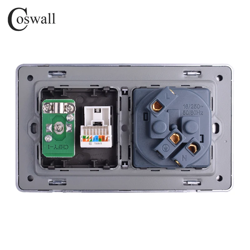 COSWALL настенная розетка стандарта ЕС + гнездовой разъем для телевизора с