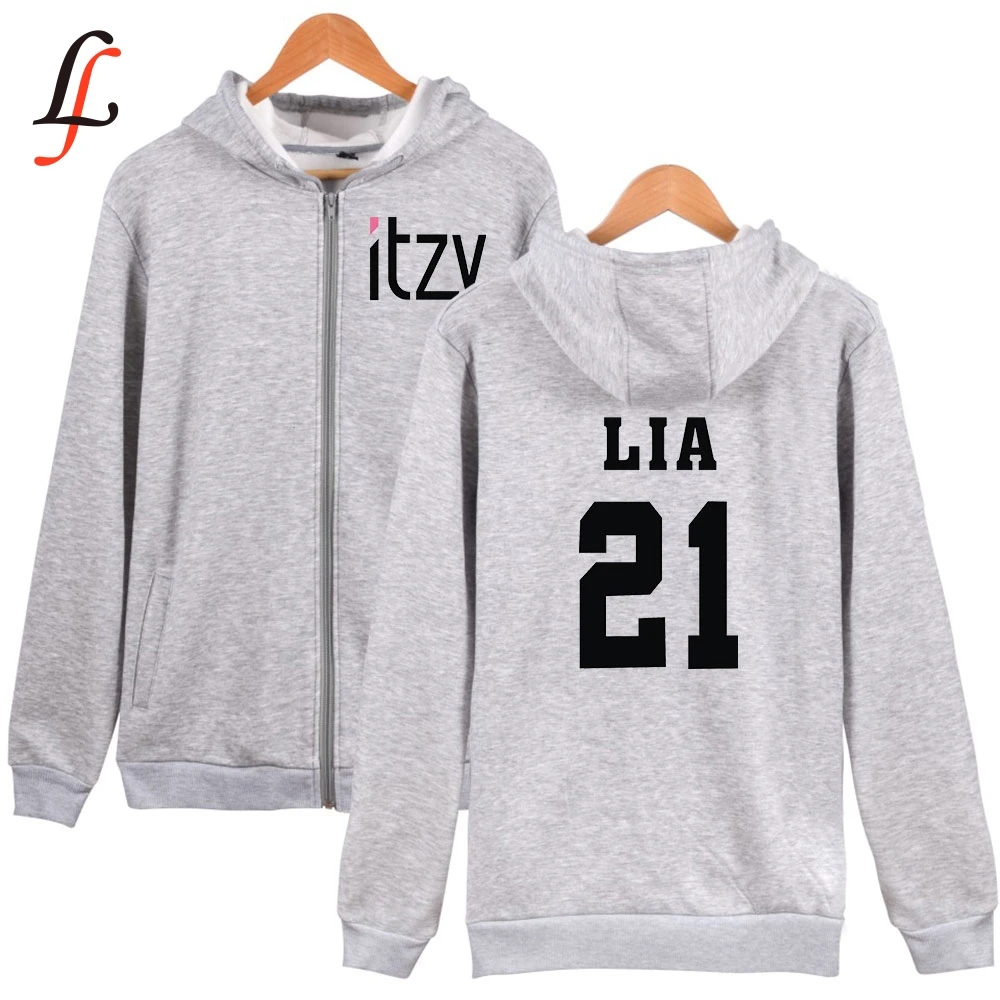 Itzy harajuku толстовки на молнии с буквенным принтом Kpop Женская и мужская уличная