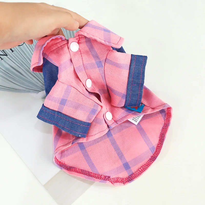 2019 одежда для щенков собак джинсовая рубашка в клетку на весну и лето куртки