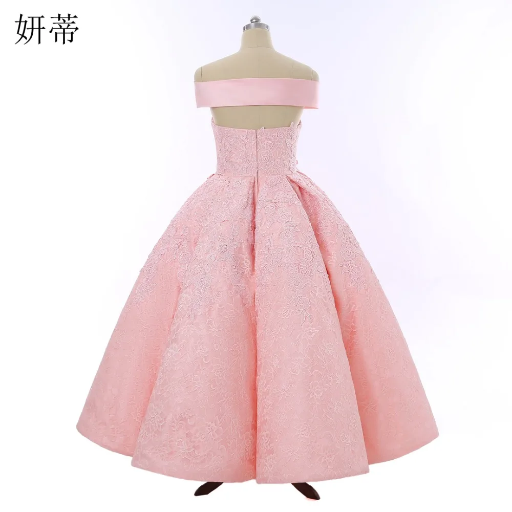 Элегантное розовое кружевное вечернее платье с вырезом лодочкой 2018 коротким