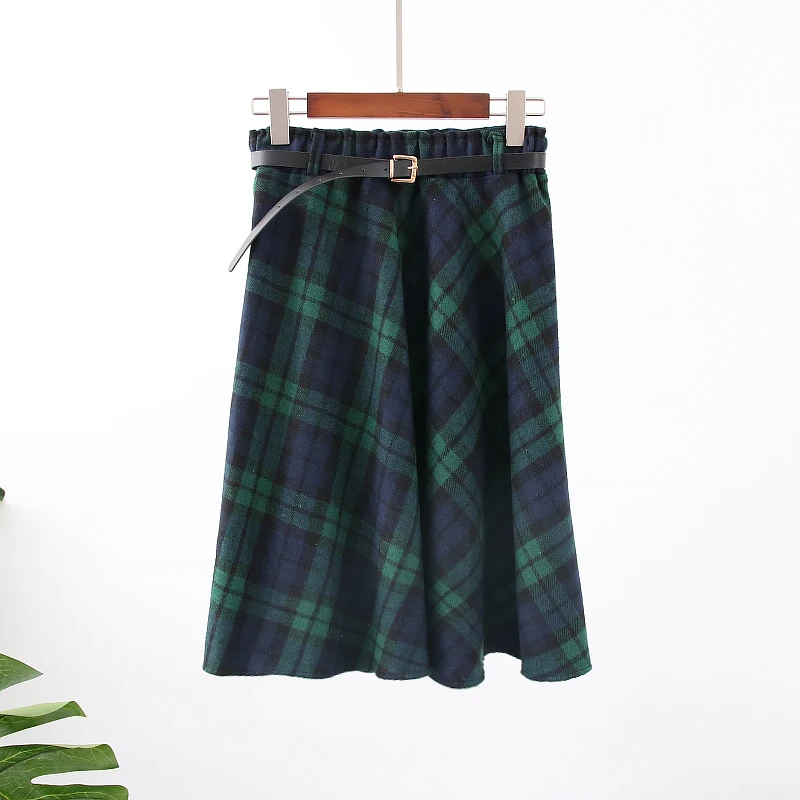Новая клетчатая юбка Для женщин длинные линии юбки британский стиль шерстяные s