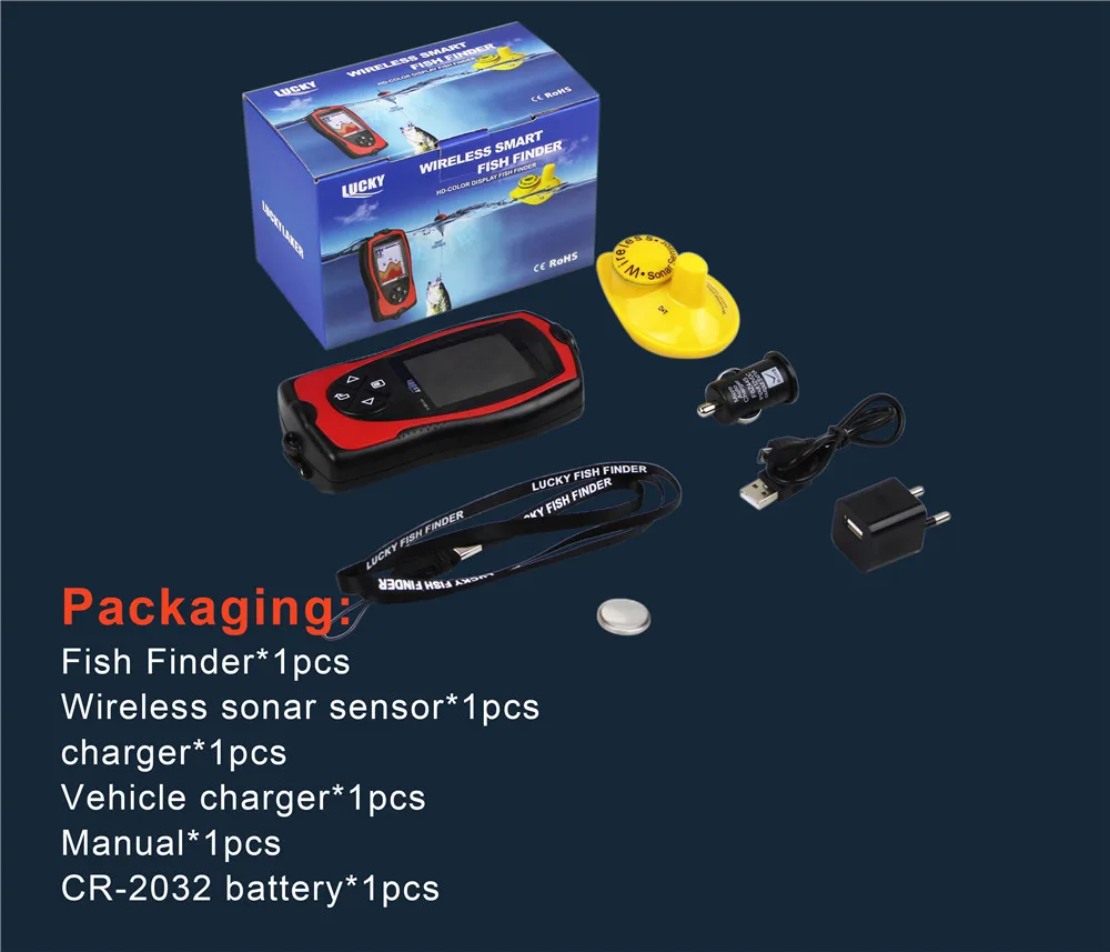 Эхолот рыболокатор Lucky беспроводной эхолот сонар меню на английском и русском