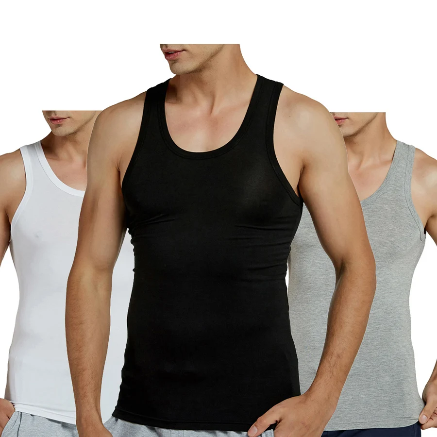 Мужские майки из модала 2 шт./лот эластичная Летняя Спортивная безрукавка