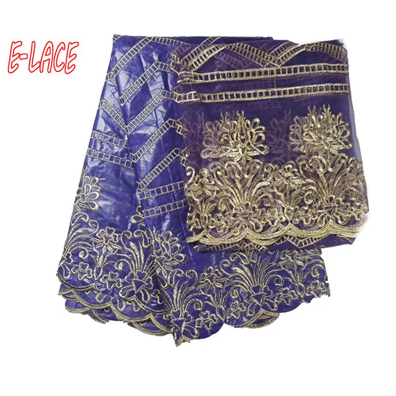 Новинка 2017 фиолетовый Африканский Базен вышивка ткани шнурка 5 ярдов + 2 свадебное