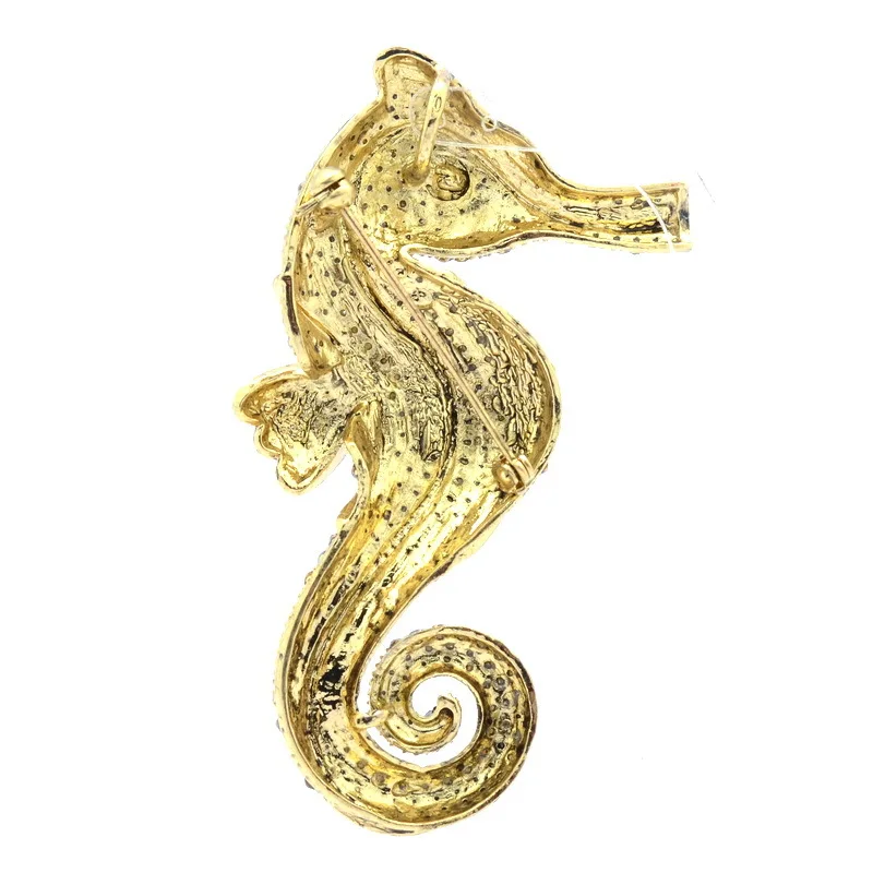 3.6&quot Pink Animal Sea Horse Hippocampus Pendant Brooch Pins Rhinestone Crystals Vintage Jewelry 5945 | Украшения и аксессуары
