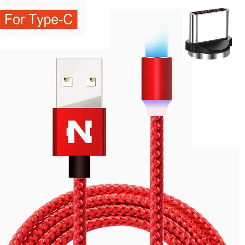 Type C Red Магнитный зарядный кабель для iPhone 6 6S 7 8 Plus XS MAX XR i Phone Micro USB/MicroUSB/type C Android Galaxy S8 S9 зарядное устройство длиной 1 м 2 м - Цвет: Type C Red