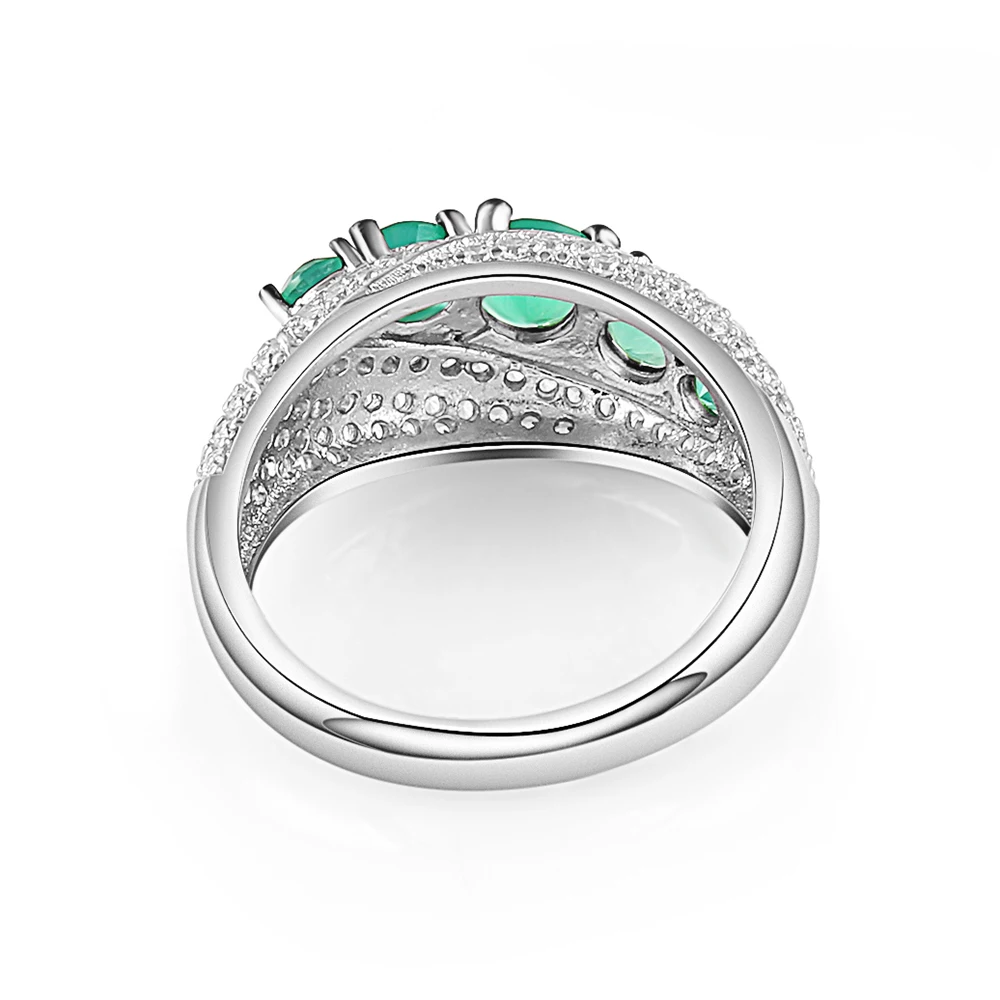 Gem's Ballet 1.22Ct Натуральный Зеленый Агат Старинные Кольца Роскошные Круглые