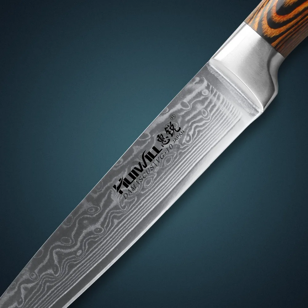 HUIWILL дамасский нож 5 дюймов японский VG10 Дамасская сталь кухонный Универсальный с