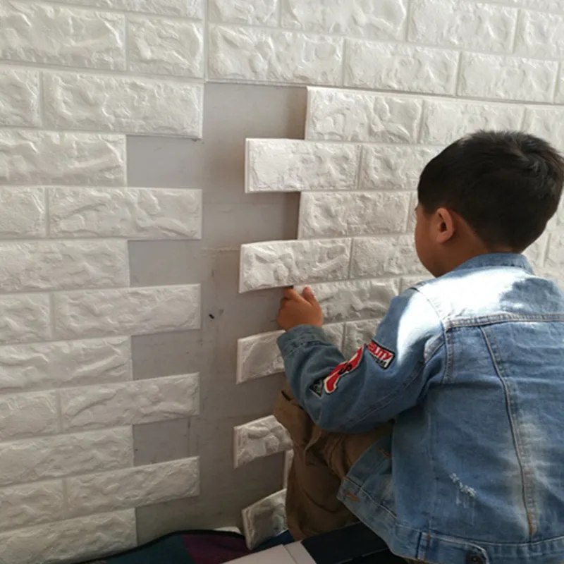 

Self-adhesive wallpaper white brick stickers 3d wall stickers living room bedroom decoration TV background waterproof 70*77cm
