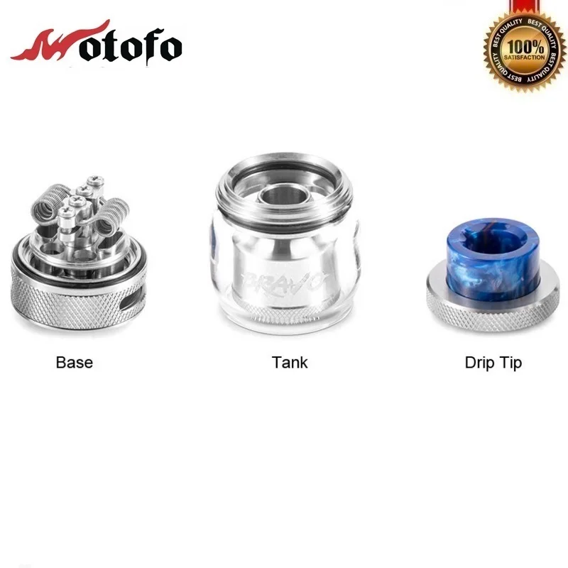 Оригинальный Wotofo Bravo RTA 25 мм бак восстановление капель Vape 510 нить испаритель 810 мл/6
