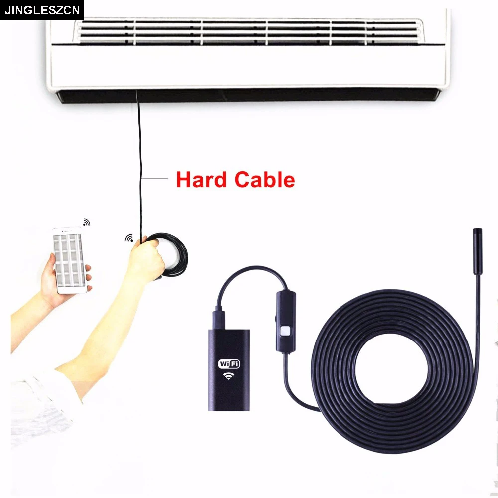 Wi Fi эндоскоп камера мини водостойкий жесткий кабель Инспекционная мм 8 М 1 10 м USB