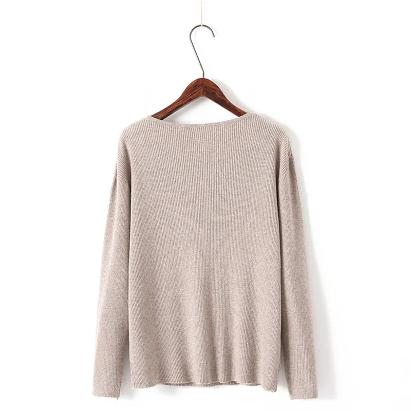 Fashion Large size Knit Sweater Women Autumn Winter Bottoming Pullovers Female Long sleeve V-neck Loose Elasticity Sweaters G233 | Женская