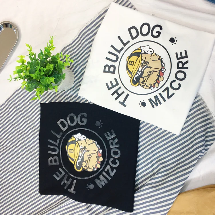 Футболка с надписью The Bull Dog женские летние футболки топы забавная футболка для