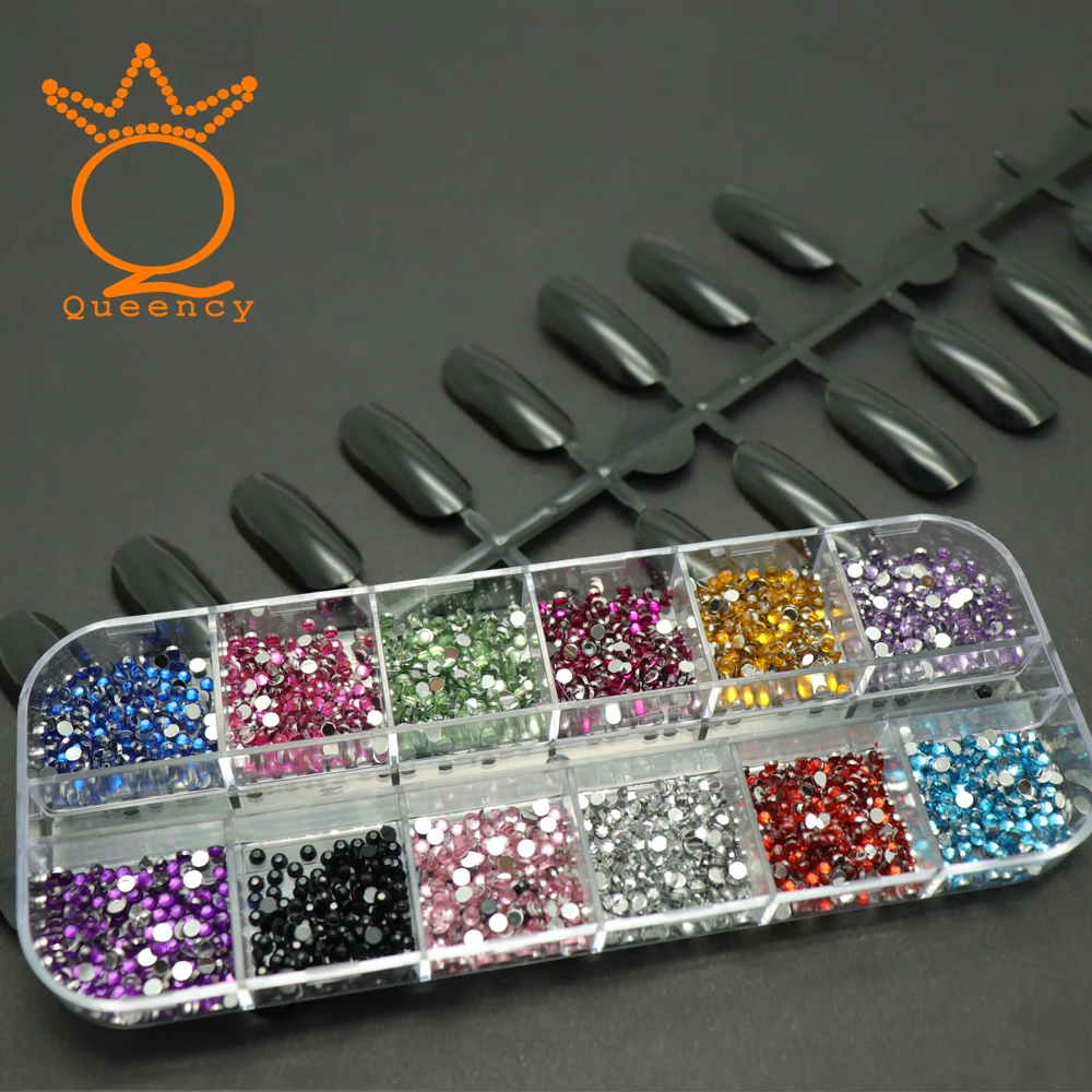 

Mix Color 12 Boxes Flatback Acrylic Rhinestone Stickers Nail Art Decorations Sequins 3D Gems Crystal Rhinestone Nail Accessories