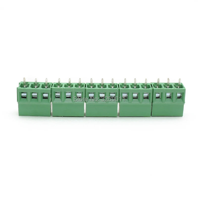 100 шт PCB винт Универсальный клеммный блок разъем шаг 5 0 мм 2PIN 300V 10A KF 128-5.0-3P зеленый