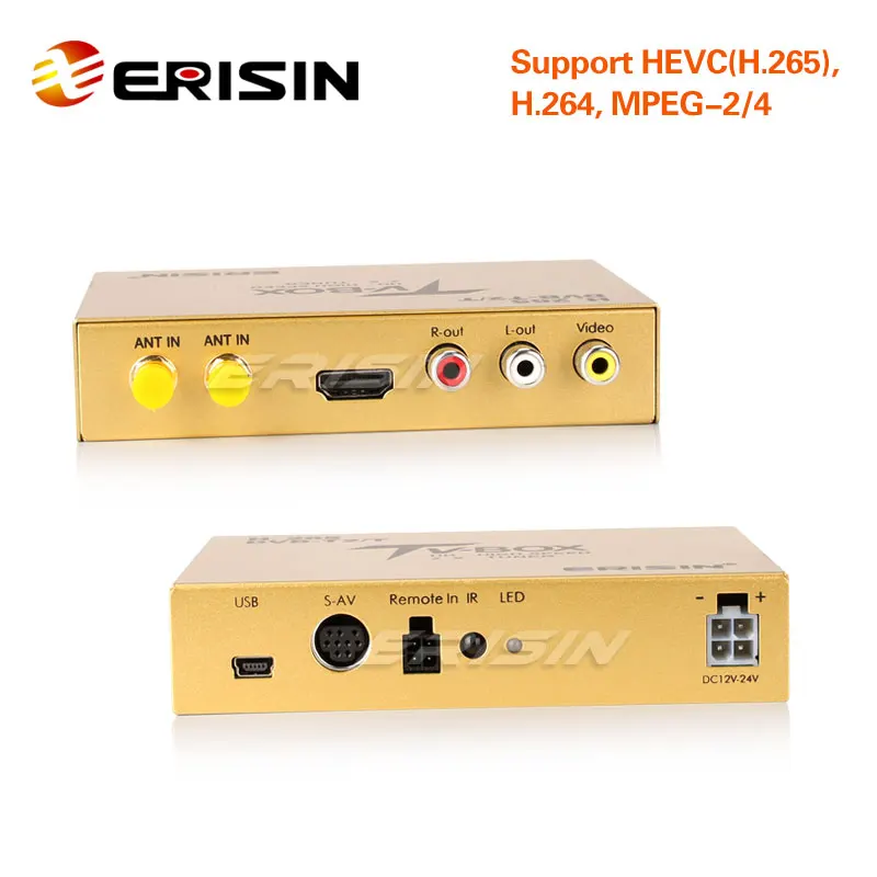 Erisin ES338 автомобильный мобильный цифровой HDTV DVB-T2 приемник HEVC H.265 H.264 HDMI USB 160 км/ч