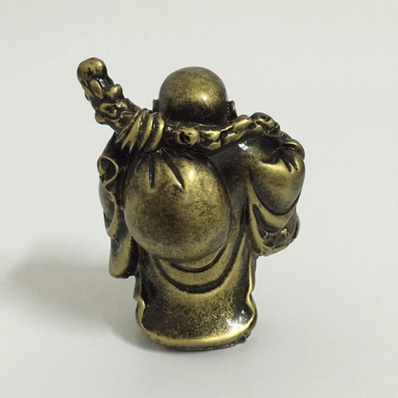 Китайская статуя Будды Maitreya из слиток украшения подарок резные бронзовые