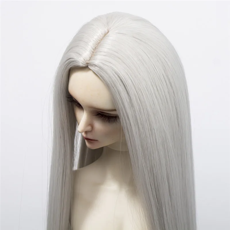 1001A Парики для кукол BJD/SD, длинные прямые волосы, белый, хаки, серый, коричневый, черный цвет, волосы для 1/6, 1/4, 1/3, куклы, теплоизоляционное синтетическое волокно - Цвет: 1001A