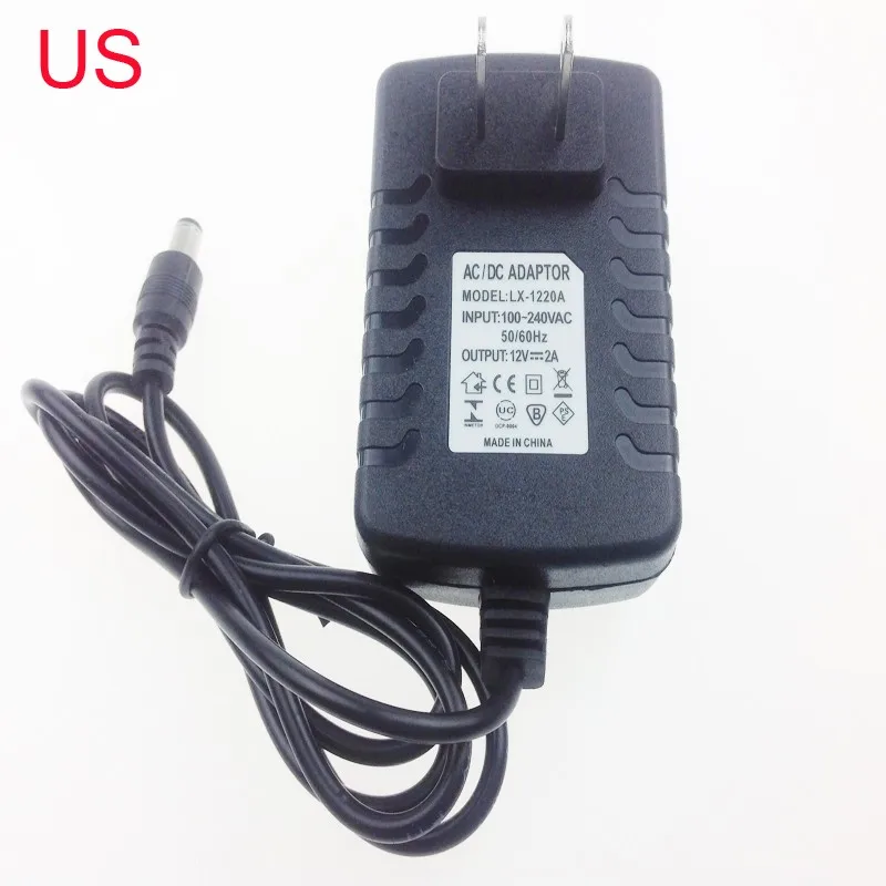AC 100 240V US EU UK вилка для DC 12V 2A 24W адаптер питания зарядное устройство светодиодных