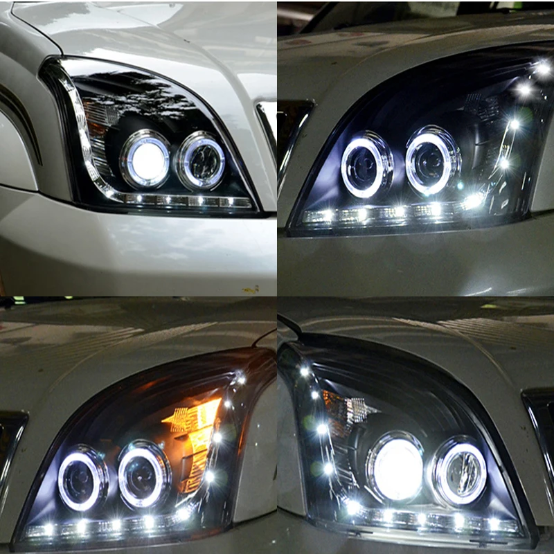 Hlxg фары в сборе для Toyota Prado 2003 2009 светодиодные DRL H7 Hid Bi Xenon луч Противотуманные