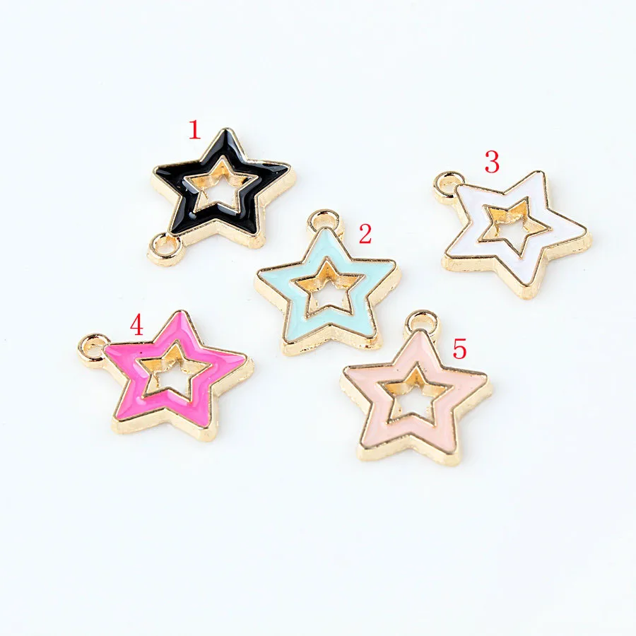 

DIY enamel star charms Korean jewelry finding gold alloy bracelet pendant fashion star dangle accessories