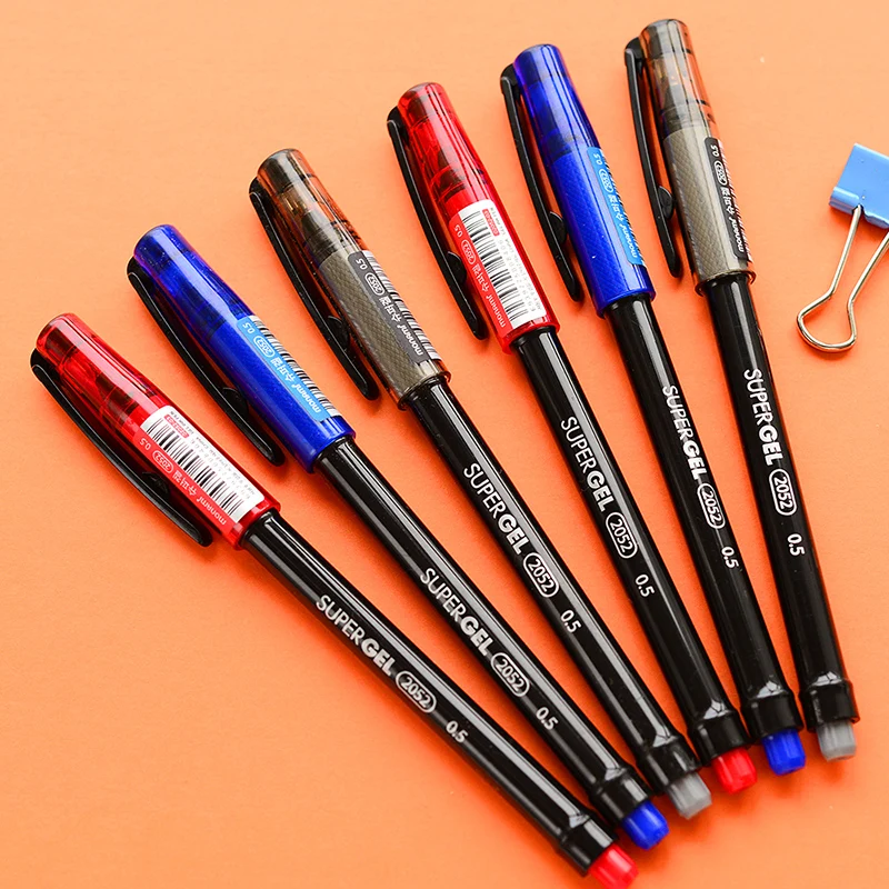 

6 pcs/Lot Color gel pen 0.5mm ballpoint Blue black red ink school pens Classic Office supplies lapices gel Stationery EB208