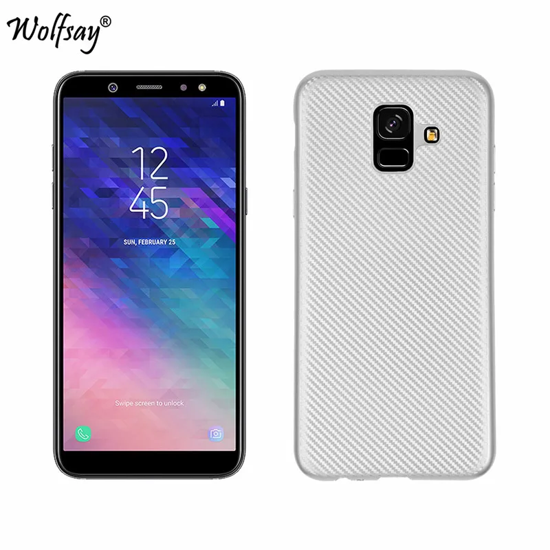 Для чехол для телефона samsung Galaxy A6 2018 углеродного волокна Мягкий из ТПУ с узором A600F