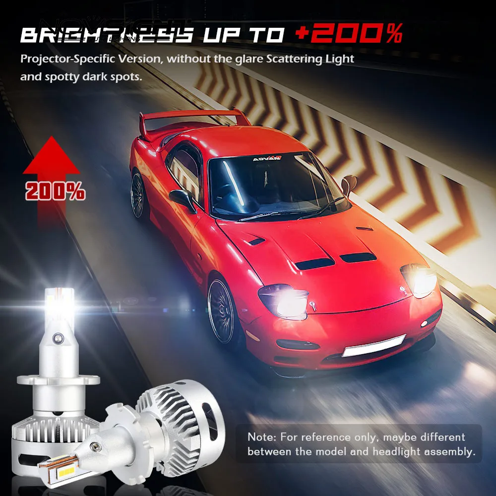 Автомобильные аксессуары NOVSIGHT фары для проектора H7 Led H11 H8 9005 9012 D1 D2 90W 12000LM 6500K