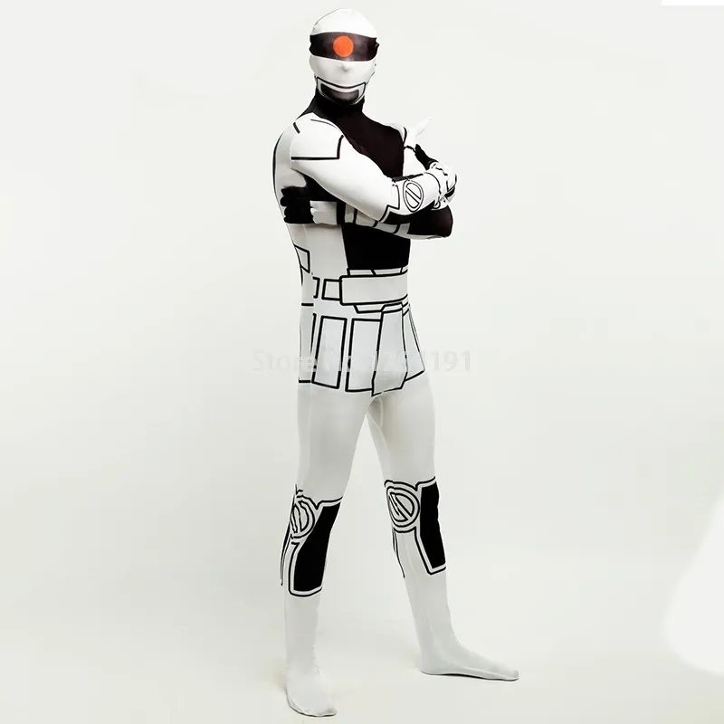 Новинка 2016 белый лайкровый цельный костюм зентай роботов на Хэллоуин для