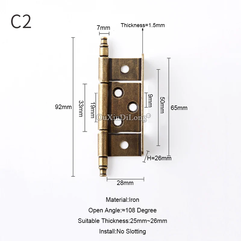 2 шт. Ретро 5-дюймовые европейские антикварные мебельные петли для шкафа