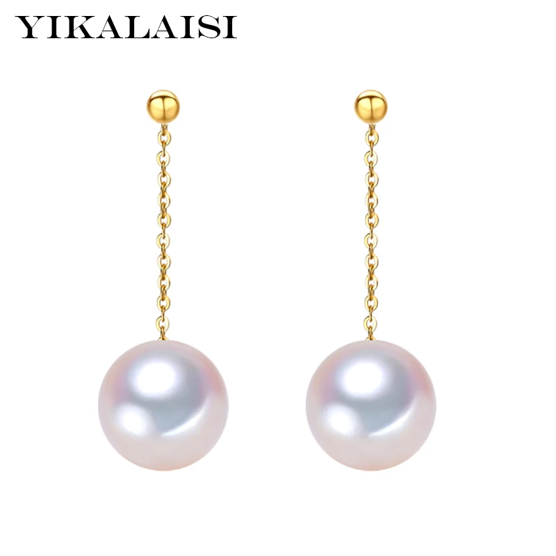 

YIKALAISI 925 Sterling Silver Jewelry fashion 100% Natural Freshwater PearlJewelry long Earrings Pearl For Women Best Gifts