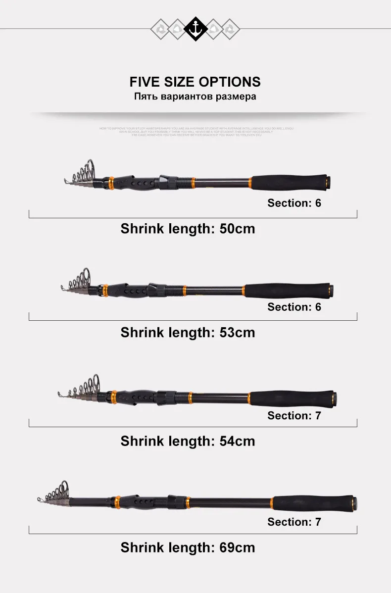 Carbon Telescopic Fishing Rod Power Ultralight 2.4M / 2.7M / 3.0M / 3.6M Fishing Rod Long Shot Bait Casting Spinning Fishing Rod