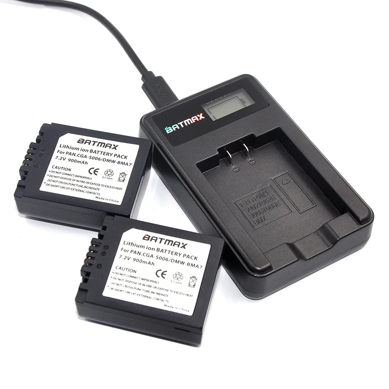 2X CGA S006 DMW BMA7 S006A CGR S006E батарея + ЖК зарядное устройство USB для Panasonic Lumix DMC FZ7 FZ8 FZ18 FZ28