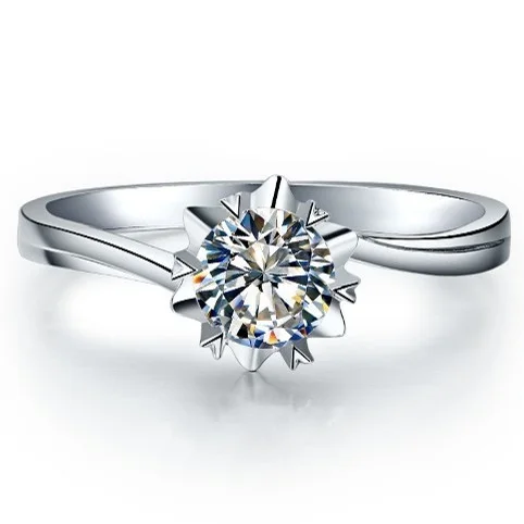 

Solid 14K 585 White Gold Test Positive 1Ct 6.5mm D Color Moissanite Anniversary Ring Bonzer Design Lovely Gift